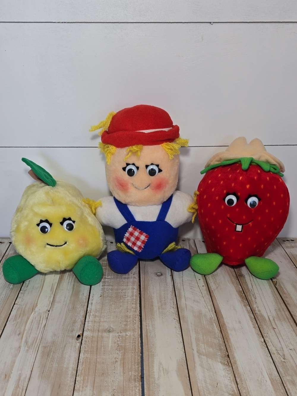 Vintage Del Monte Strawberry, Pear, & Scarecrow Plush